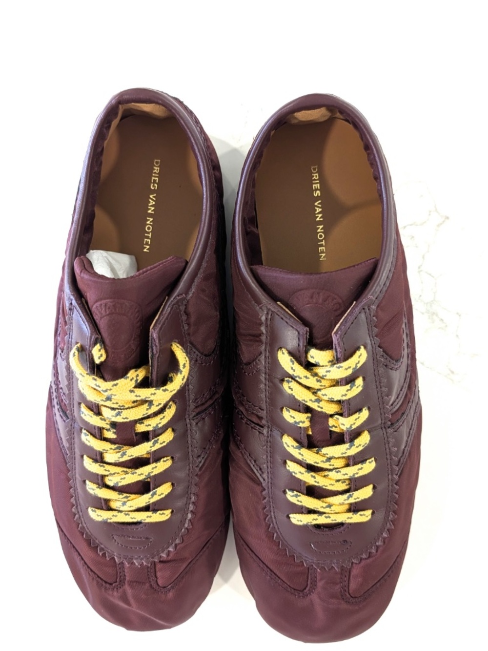 DRIES VAN NOTEN Bordeaux Nylon Sneakers Leather EU 41 US 11 New In Box Luxury - Picture 11 of 15